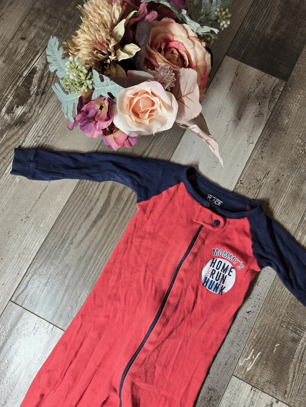 The Children's Place Red & Navy Baby Footed One-Piece Pajama - 
